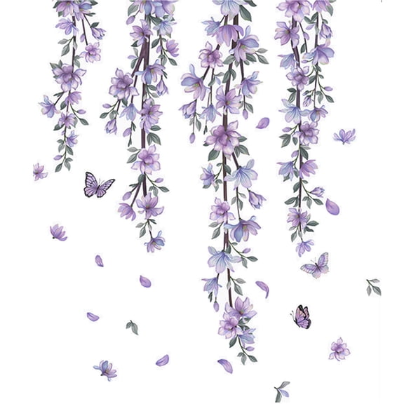 Qholemyo Decalmile Hanging Flower Wall Decals Home Wall Decor Bedroom Living Room Sofa TV Background