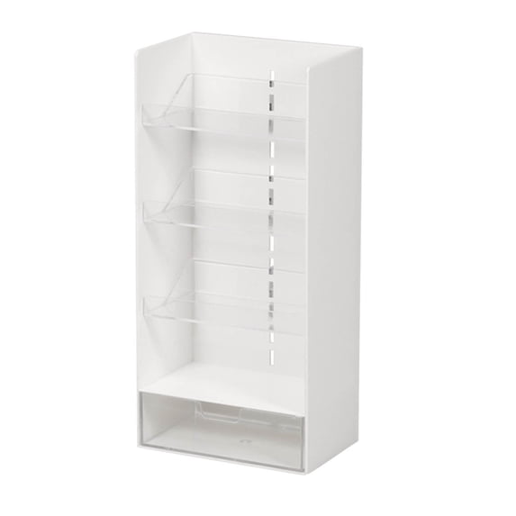 Qholemyo Desktop Storage Box Transparent Flat Partition Shelf with Desk Organizer Storage Student Artifact Desk Pencil Slanted Organizing Rack