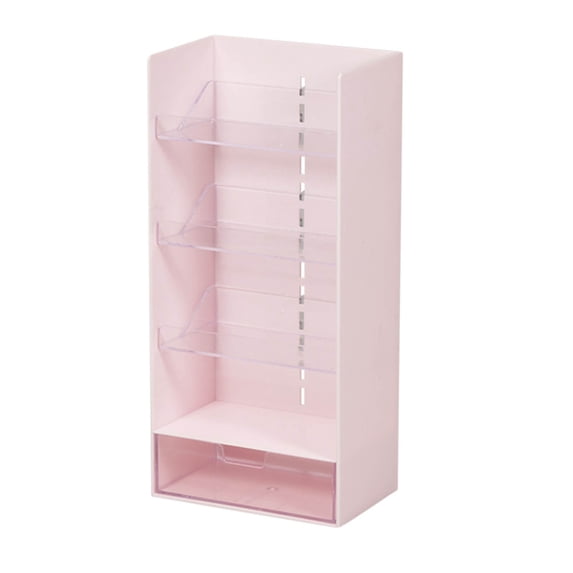 Qholemyo Desktop Storage Box Transparent Flat Partition Shelf with Desk Organizer Storage Student Artifact Desk Pencil Slanted Organizing Rack