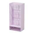 thumbnail image 1 of Qholemyo Desktop Storage Box Transparent Flat Partition Shelf with Storage Small Storage Bins Student Artifact Desk Pencil Slanted Organizing Rack, 1 of 3