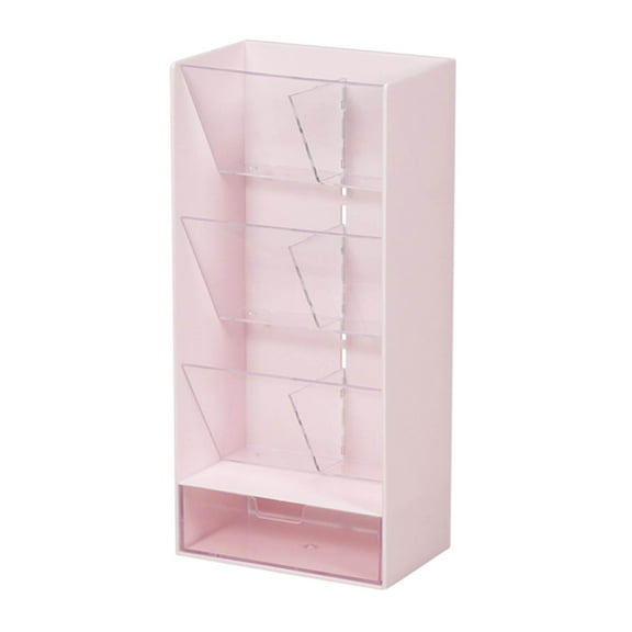 Qholemyo Desktop Storage Box Transparent Flat Partition Shelf with Storage Small Storage Bins Student Artifact Desk Pencil Slanted Organizing Rack