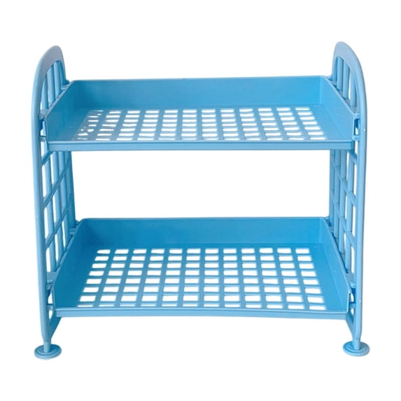 Qholemyo Double Layer Folding Desktop Storage Rack Bathroom Organizer Makeup Organizer Desk Shelf Organizer
