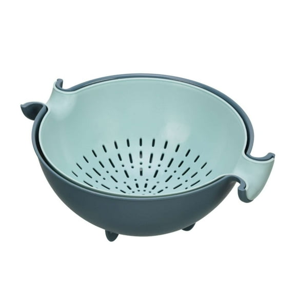 Qholemyo Double Rotating Draining Basket Double Color Plastic Dishwashing Basket Kitchen Supplies Storage Basket Double Round Fruit Vegetable Basket Strainer Basket
