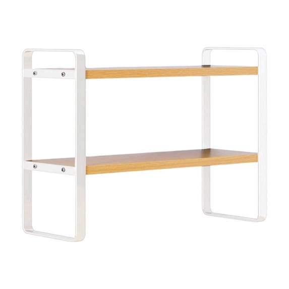 Qholemyo Double-Tier Desktop Storage Shelf Desk Organizer with Storage Student Office Computer Desk Tiered Cabinet for Stationery