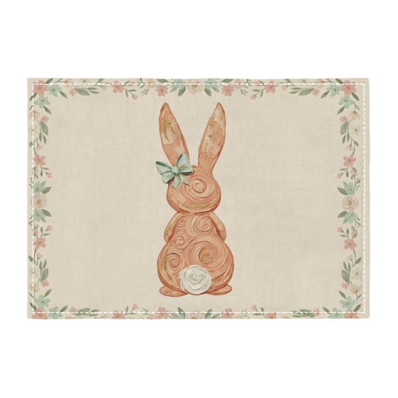 Qholemyo Easter Table Decor Watercolor Placemats Floral Bunny Egg Kitchen Dining Table Mats