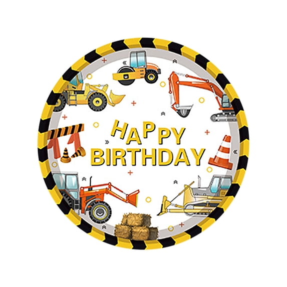 Qholemyo Excavator Birthday Party Theme Disposable Plates Set Party Plates Set Disposable Dinnerware Party Supplies