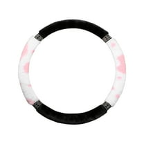Qholemyo Female Winter Cow Lint Studded Elastic Steering Wheel Cover Without Inner Ring Soft Warm Comfortable Car Accessories For Women Car Decor For Women