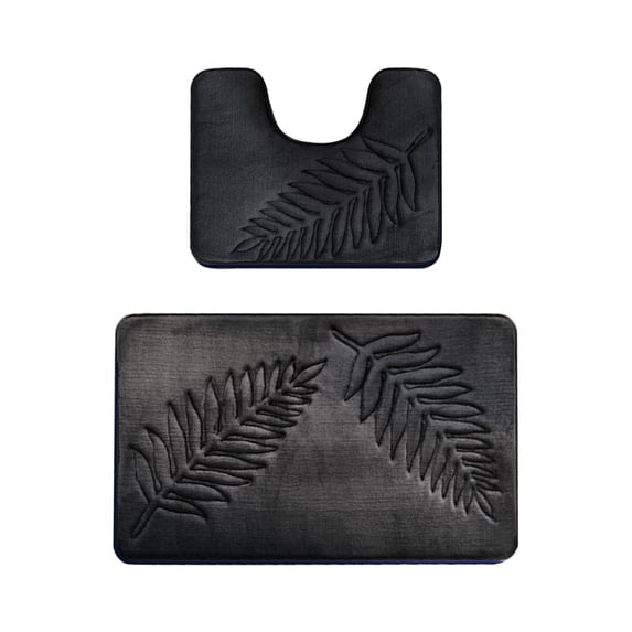 Qholemyo Floor Mats For Home Non Slip Floor Mat Bathroom Rugs Washable Rugs Leaf Pattern Absorbent Non Slip Floor Mat Two Sets For Bathroom Kitchen Living Room