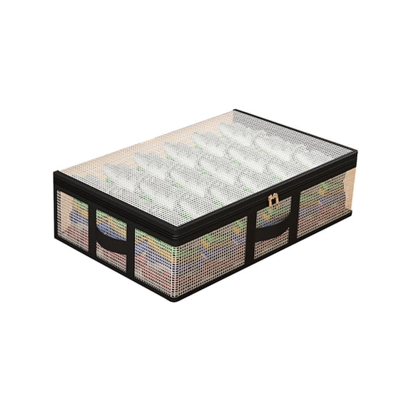 Qholemyo Foldable Underbed Bag Blanket Clothes Quilt Organizer Breathable Zipper Storage Bag With Lid For Bedroom Plastic Storage Container Storage Bins Storage Box