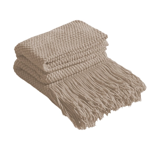 Qholemyo Fringe Style Wool Throw Blanket - Air Conditioner Blanket & Afternoon Nap Blanket, Practical Throw Blanket for Couch & Home Decor Living Room