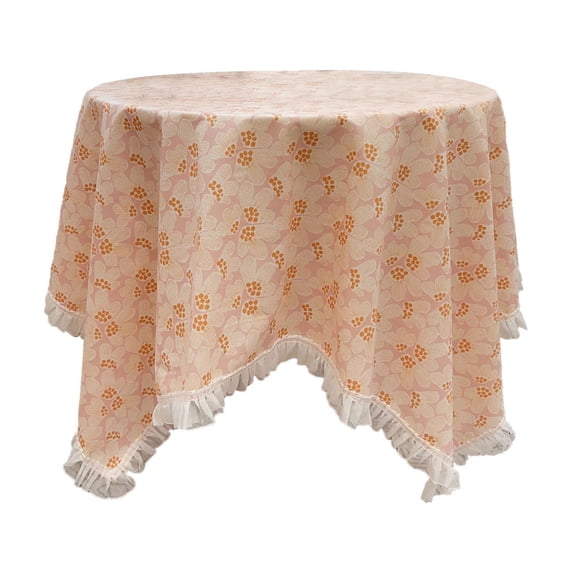 Qholemyo Fruit And Floral Print Round Tablecloth Lace Tassel Fabric Table Cover For Kitchen Dining And Bedroom