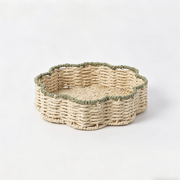 Qholemyo Handwoven Paper Rope Storage Basket Baskets For Organizing Living Room Fruits Snacks Desktop Household Sundries
