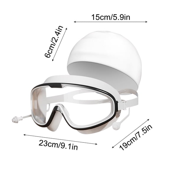 Qholemyo Hd Large Frame Adult Swim Goggles With Earplugs Waterproof Swimming Goggles