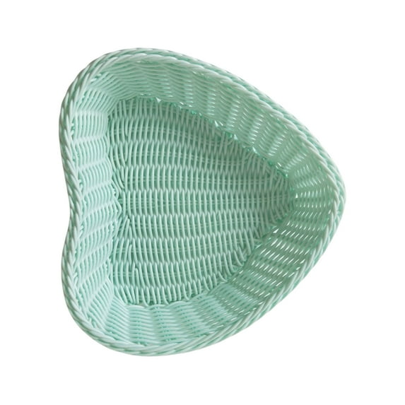 Qholemyo Heart Shaped Woven Desktop Storage Basket Plastic Rattan Remote Candy Jewelry Organizer Home Wedding Supplies