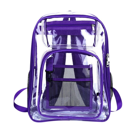 Qholemyo Heavy Duty Clear Backpack Large Laptop Compartment Plastic School Bag Stadium Security Approved Sports Travel Essentials