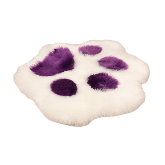 Qholemyo Home Decor Floor Mats For Home Non Slip Floor Mat Washable Rugs Imitation Wool Cozy Paw Shaped Plush Long Hair Rug Living Room Bedroom Bedside Floor Mat