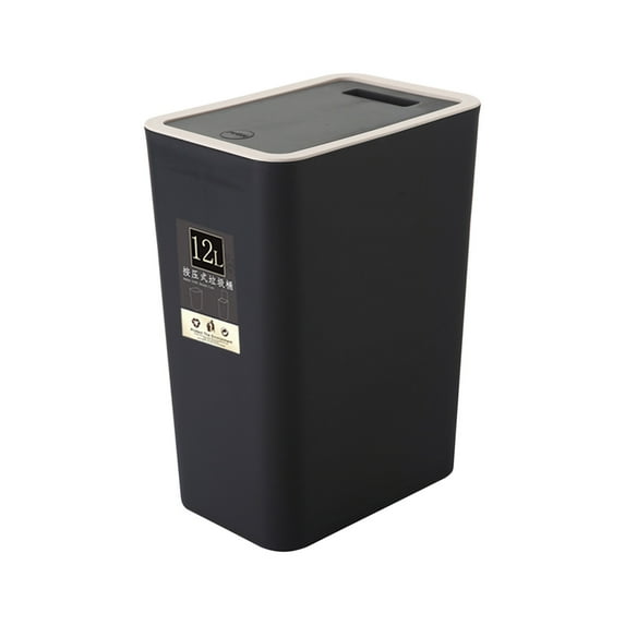 Qholemyo Household Push type Deodorant Trash Can With Lid Kitchen Trash Can Bathroom Trash Can Living Room Indoor Trash Can