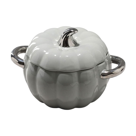 Qholemyo Large Capacity 1800ml Pumpkin Ceramic Noodle Soup Bowl With Lid Fall Decor Halloween Home Decor Double Ear Household Tableware