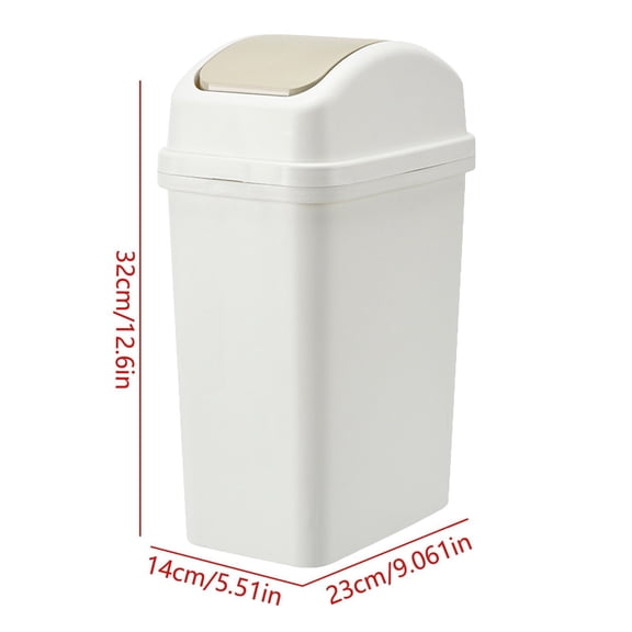 Qholemyo Large Capacity Cream Style Household Garbage Can With Lid Thickened Seam Press Shaking Lid Kitchen Trash Can Living Room Plastic Trash Cans