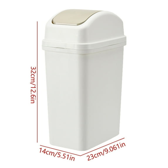 Qholemyo Large Capacity Cream Style Household Garbage Can With Lid Thickened Seam Press Shaking Lid Kitchen Trash Can Living Room Plastic Trash Cans