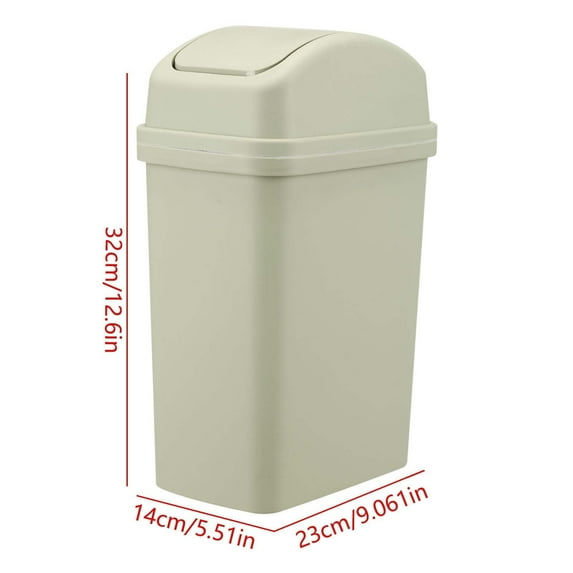 Qholemyo Large Capacity Cream Style Household Garbage Can With Lid Thickened Seam Press Shaking Lid Kitchen Trash Can Living Room Plastic Trash Cans