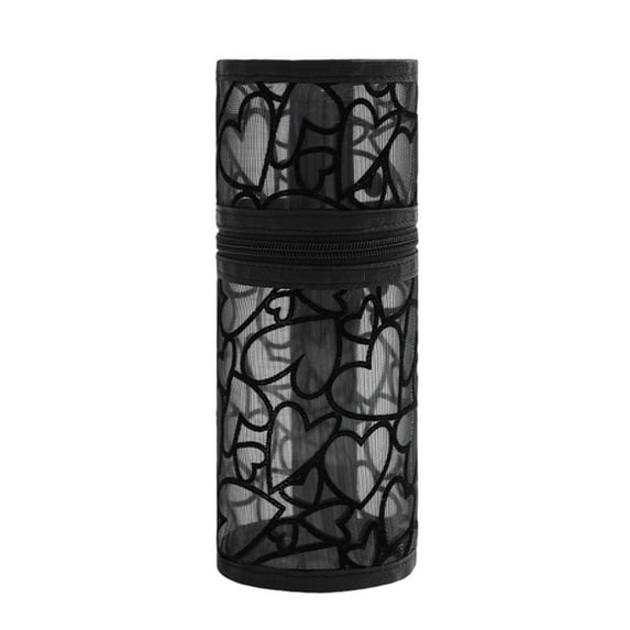 Qholemyo Large Capacity Round Mesh Makeup Bag Portable Cosmetic Brush Storage Organizer Toiletry Pouch Travel Essentials