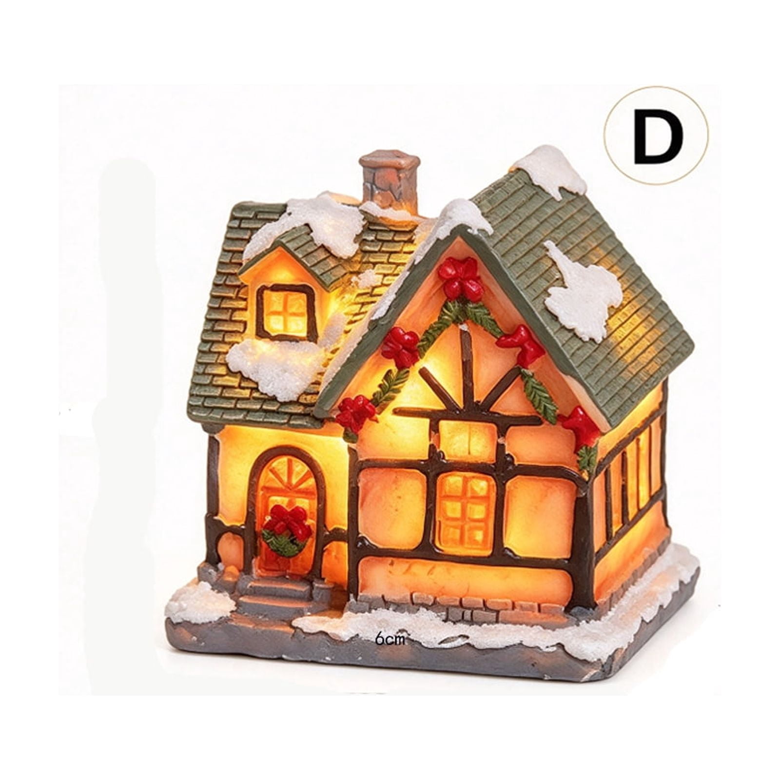 Qholemyo Light Up Resin Christmas Village House Figurines LED Christmas ...