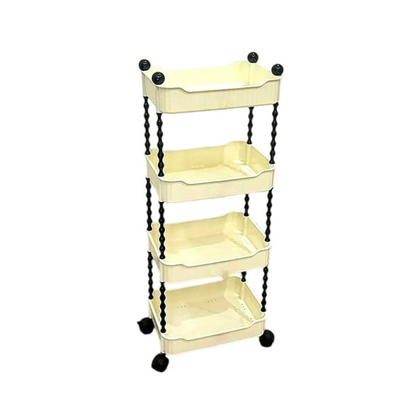 Qholemyo Living Room Snack And Fruit Cart Four Tier Multifunctional Mobile Storage Rack with Snack Containers Book Shelf for Baby Bookcase Bathroom And Kitchen Home