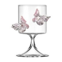 Qholemyo Luxurious Butterfly Stemmed Glasses Valentines Day Decor Love Themed Elegant February 14 Festive Wine Juice Environmental Glass Tumblers