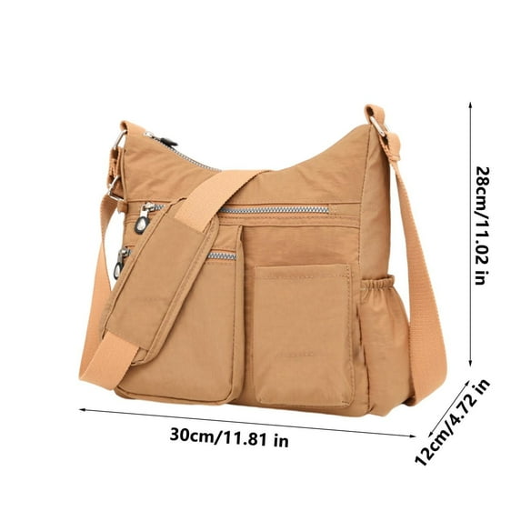 Qholemyo Medium Capacity Multi Compartment Nylon Crossbody Bag Middle Aged Casual Shoulder Bag For Men Women