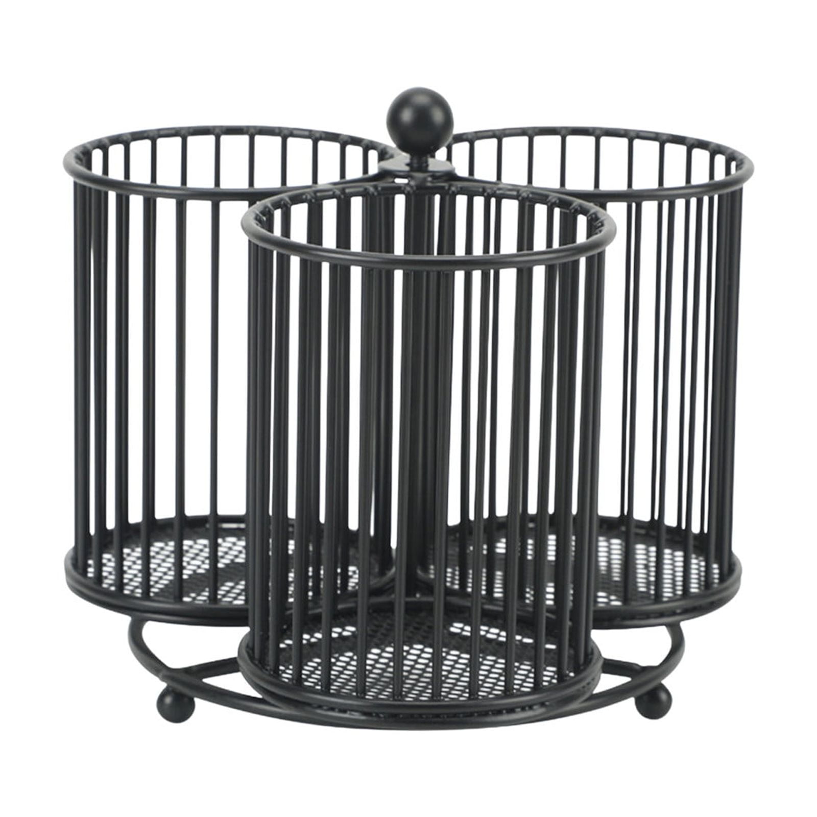 Qholemyo Metal Rotating 3 Compartments Cutlery Rack Organizer For Restaurant Kitchen Table with utensil drawer organizer storage home and kitchen
