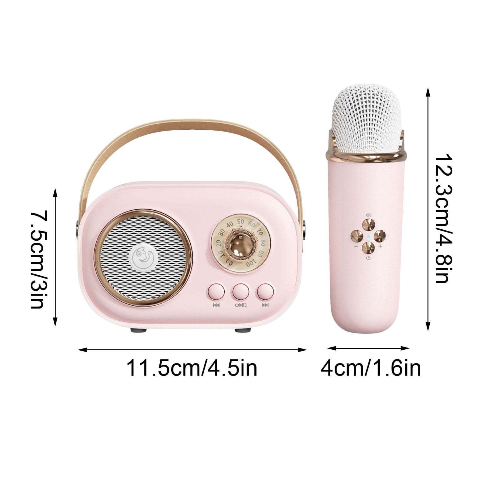 Qholemyo Mini Portable Bluetooth Speaker Karaoke Machine With Microphone For Kids And Adults