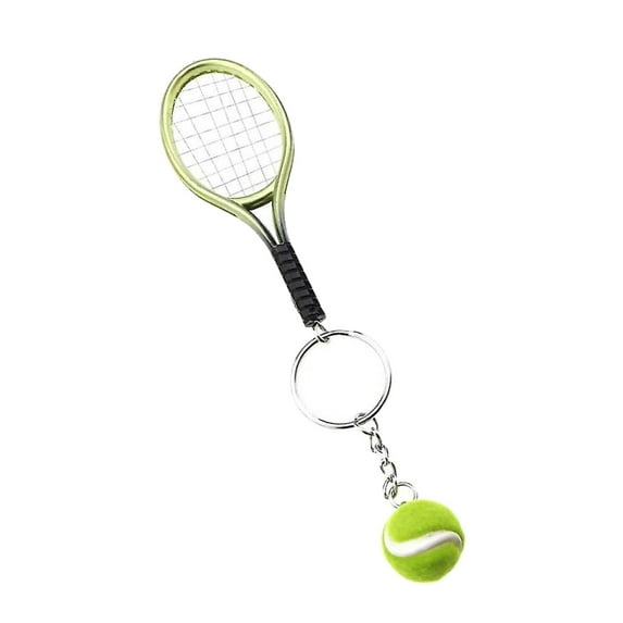 Qholemyo Mini Simulated Tennis Racket Keychain Sports Equipment Gift Bag Charm Keychain Charms Cute Keychain Sports Keychain