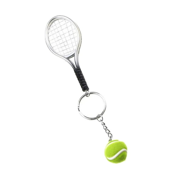 Qholemyo Mini Simulated Tennis Racket Keychain Sports Equipment Gift Bag Charm Keychain Charms Cute Keychain Sports Keychain