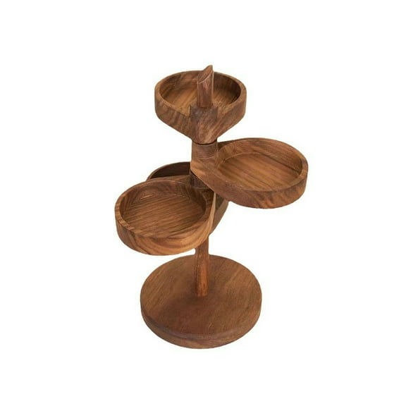 Qholemyo Multi Layer Rotatable Shelf With Small Storage Bins Entryway Key Organizer Solid Wood Desktop Jewelry Storage Box