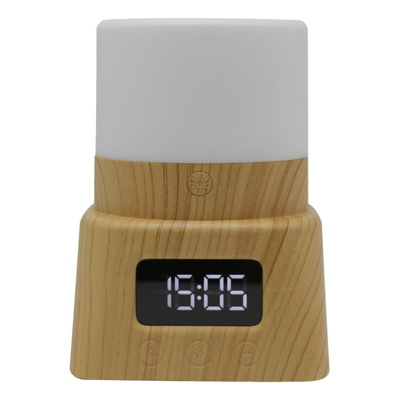 Qholemyo Multifunctional LED Desk Lamp With Clock Remote Control Color Ambient Light Eye Caring Reading Light Rechargeable Night Light For Bedroom