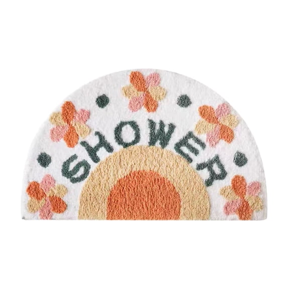 Qholemyo Non Slip Shower Mat Bathroom Decor Washable Rugs Thickened Semi Circular Absorbent Non Slip Bathroom Rug For Doorway Toilet Washroom Entrance