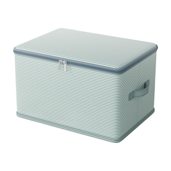 Qholemyo Non Woven Double Zip Clothing Storage Box Home Dormitory Folding Storage Striped Storage Box With Lid Wardrobe Storage Plastic Storage Box Storage Boxes For Organizing Storage Bins
