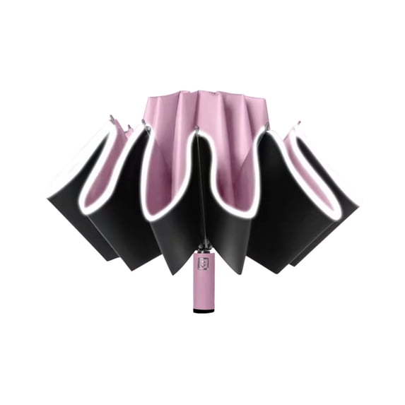 Qholemyo Opposite Direction Folding UV Umbrella Reflective Stripe Windproof Fully Automatic Compact 10 Rib Travel Sun Umbrella Diameter 41 Inch LED Clear Umbrella Umbrellas For Rain