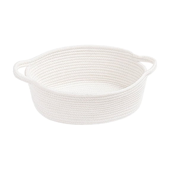 Qholemyo Oval Cotton Rope Woven Storage Basket With Handles Multipurpose Organizer Bins For Snacks Toys And Magazines