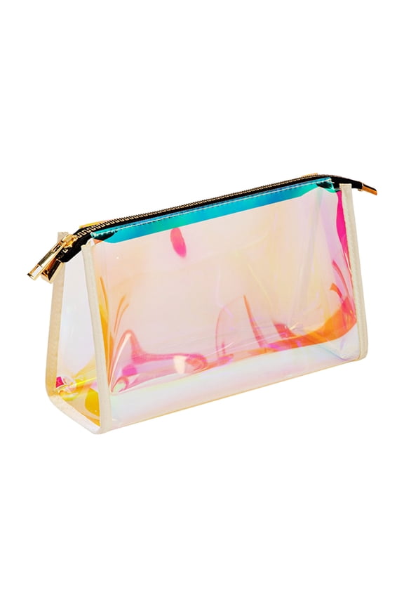 PVC Transparent Zippered Toiletry Bag with Handle Strap, Portable Clear Makeup Pouch, Essential for Bathroom, Vacation & Organizing