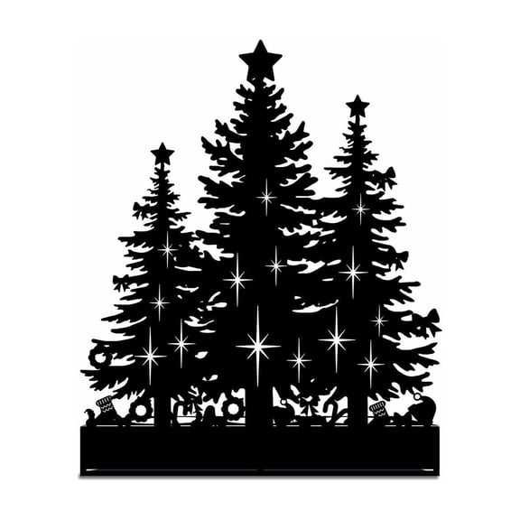 Qholemyo Pine Tree Shaped Iron Tea Light Candleholder Tabletop Ornament Home Decor For Christmas Farmhouse Holiday