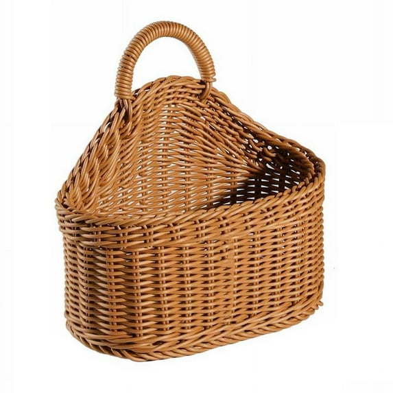 Qholemyo Plastic Woven Wall Hanging Storage Basket For Home Living Room Wall Decoration Hanging Basket Storage Basket Small Basket