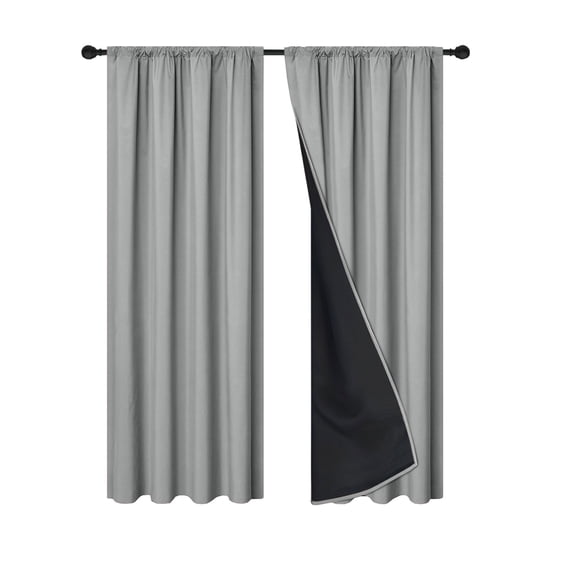 Qholemyo Polyester Pongee Rod Pull Blackout Curtains Living Room Sun Blocking Heat Insulating Soundproof Drapes Home Decor