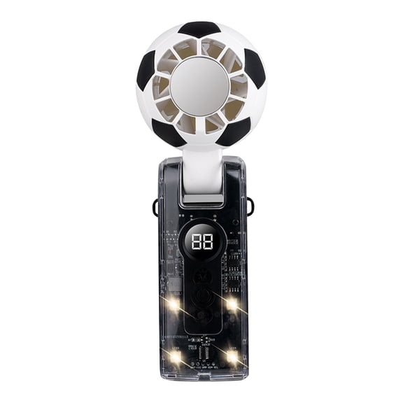 Qholemyo Portable Football Sports Handheld Fan Digital Display Ice Compress USB Rechargeable Cooling Fan