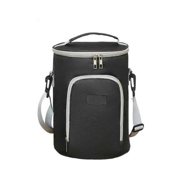 Qholemyo Portable Round Insulated Lunch Bag Crossbody Reusable Lunch Tote For Student Outdoor Picnic