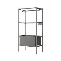 Qholemyo Portable Two-Tier Freestanding Wardrobe - Clothes Rack With Shelves And Hanging Rods, Easy-To-Assemble Furniture For Bedroom Closet Organizers And Storage