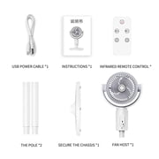 Qholemyo Powerful Quiet Oscillating Pedestal Fan 360  Air Circulation Vertical Floor Fan For Bedroom Home Office