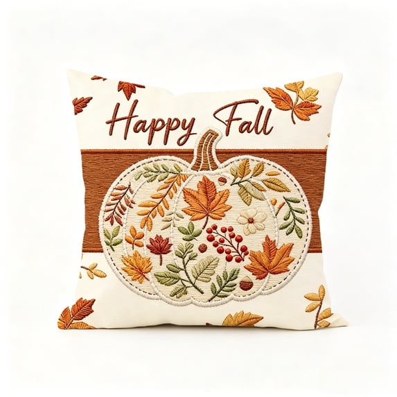 Qholemyo Pumpkin Maple Printed Throw Pillow Covers 18x18in Rustic Indoor Outdoor Fall Thanksgiving Ornament