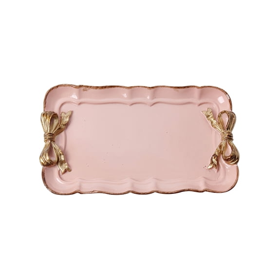 Qholemyo Resin Bow Shaped Dessert Serving Tray Household Sundries Storage Tray Japanese Style Jewelry Plates Ornaments